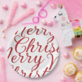 Big Extravagant Red Script Frohe Weihnachten Pappteller (Party)