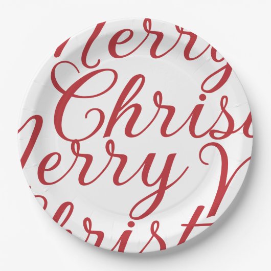 Big Extravagant Red Script Frohe Weihnachten Pappteller (Vorderseite)