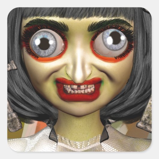 Big Eye Bula Quadratischer Aufkleber (Vorderseite)