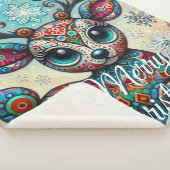 Big Eye Christmas Reindeer Folk Art Personalized Sherpadecke (3/4)