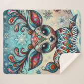 Big Eye Christmas Reindeer Folk Art Personalized Sherpadecke (Vorderseite (Horizontal))