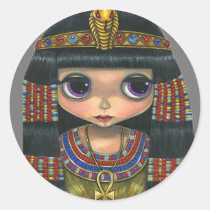 Big Eye Cleopatra Girl Doll Niedlich Runder Aufkleber