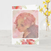 Big Eye Girl - Seelenvolle Geburtstagskarte Karte (Gelbe Blume)