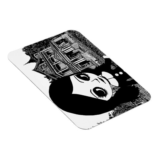 Big eye Goth Girl Spuk Haus Original Kunst Magnet (Rechte Seite)