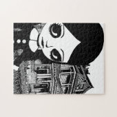 Big eye Goth Girl Spuk Haus Original Kunst Puzzle (Horizontal)