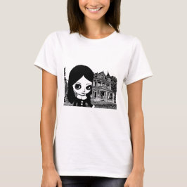 Big eye Goth Girl Spuk Haus Original Kunst T-Shirt