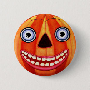 Big Eye Grinsen Halloween Pumpkin Button