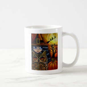 Big Eye Halloween Hexenmädchen Großes Horned Owl N Kaffeetasse