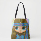 Big Eye Hippie Chick Girl Peace Sign "60er" 70er Tasche (Vorderseite)
