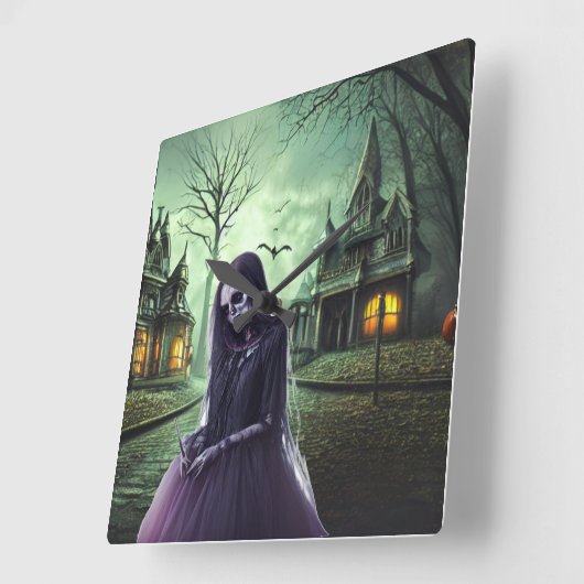 Big Eye Horror Creepy Boo Ghost Quadratische Wanduhr (Winkel)