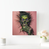 Big Eye Horror Creepy Boo Quadratische Wanduhr (Zuhause)