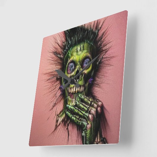 Big Eye Horror Creepy Boo Quadratische Wanduhr (Winkel)