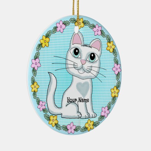 Big Eye Kitten Cat Keramik Ornament (Rechts)