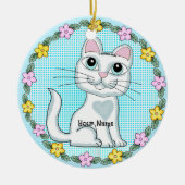 Big Eye Kitten Cat Keramik Ornament (Vorne)