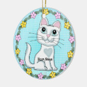 Big Eye Kitten Cat Keramik Ornament (Links)