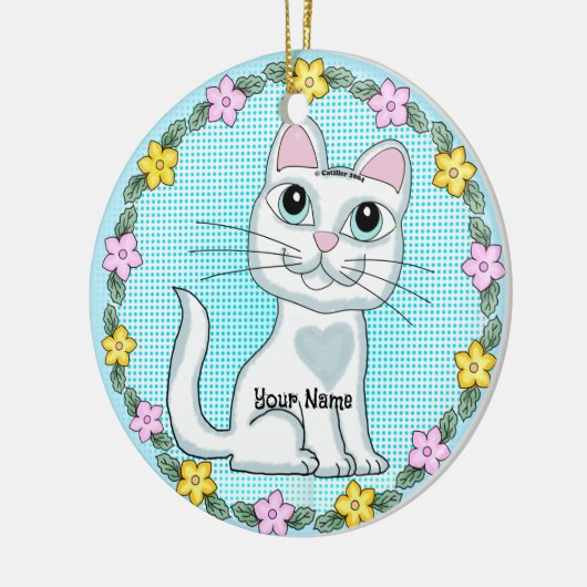 Big Eye Kitten Cat Keramik Ornament (Links)