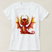 Big Eye Red Baby Dragon mit Hörnern Grafik T-Shirt (Design vorne)