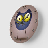 Big Eyed Blue Owl Runde Wanduhr (Winkel)