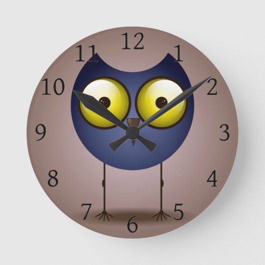 Big Eyed Blue Owl Runde Wanduhr (Vorderseite)