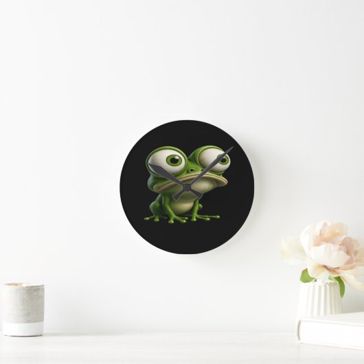 Big-Eyed Cartoon Frog Runde Wanduhr (Zuhause)