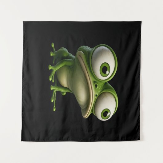Big-Eyed Cartoon Frog Wandteppich (Vorderseite (Horizontal))