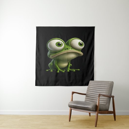 Big-Eyed Cartoon Frog Wandteppich (Beispiel)