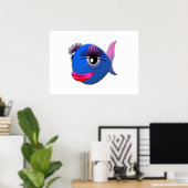 Big Eyelashes Cartoon Fish Poster (Heimbüro)