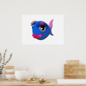 Big Eyelashes Cartoon Fish Poster (Küche)