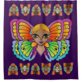 Big Eyes & Butterfly Flügel Duschvorhang (Vorderseite)