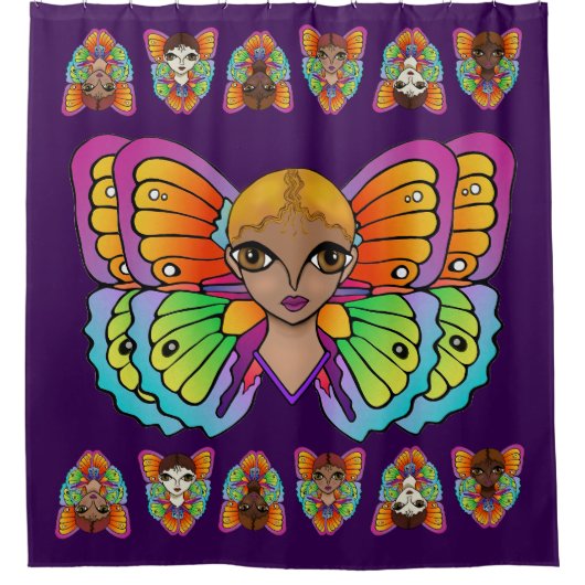 Big Eyes & Butterfly Flügel Duschvorhang (Vorderseite)