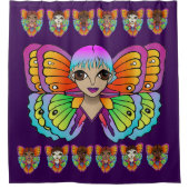 Big Eyes & Butterfly Flügel Duschvorhang (Vorderseite)