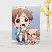 Big Eyes Little Boy Geburtstag Karte (Gelbe Blume)