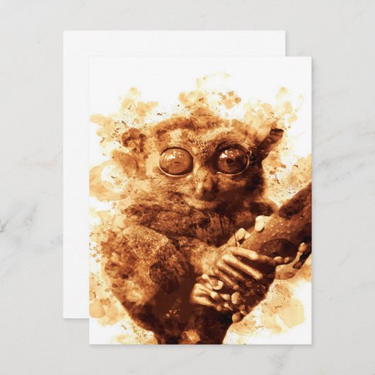 Big Eyes Monkey Coffee Art_633c3e6ae98b6de43e0a6dc Einladung (Vorne/Hinten)