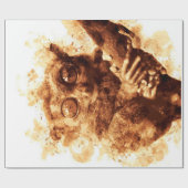 Big Eyes Monkey Coffee Art_633c3e6ae98b6de43e0a6dc Geschenkpapier (Flach)