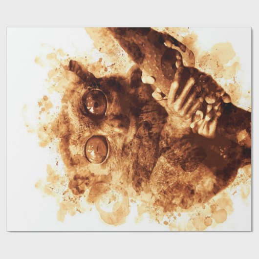 Big Eyes Monkey Coffee Art_633c3e6ae98b6de43e0a6dc Geschenkpapier (Flach)