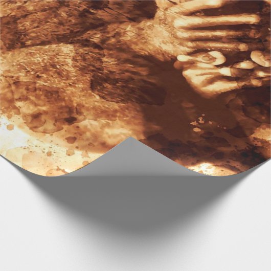 Big Eyes Monkey Coffee Art_633c3e6ae98b6de43e0a6dc Geschenkpapier (Ecke)