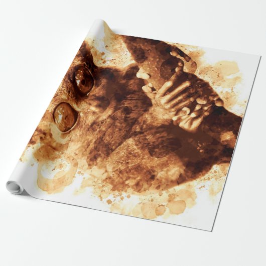 Big Eyes Monkey Coffee Art_633c3e6ae98b6de43e0a6dc Geschenkpapier (Ungerollt)