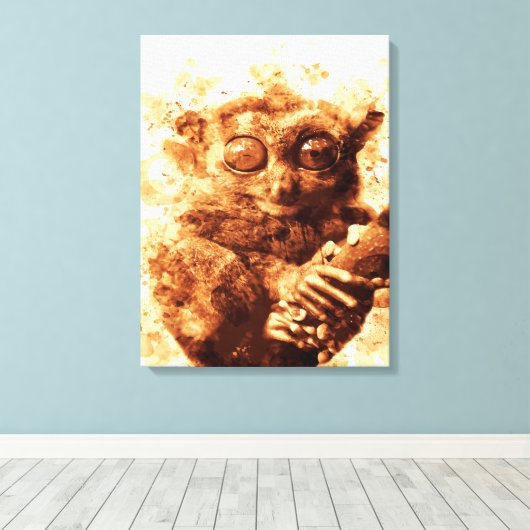 Big Eyes Monkey Coffee Art| Funny Monkey Design Leinwanddruck (Insitu (Holzboden))