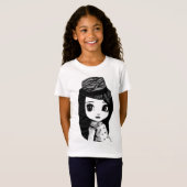 Big Eyes niedlich Girl Fedora Kunstvoll wandern im T-Shirt (Vorne ganz)