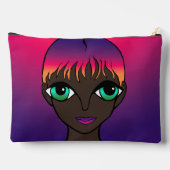 Big Eyes Orange & Lila Zubehörtasche (Rückseite)