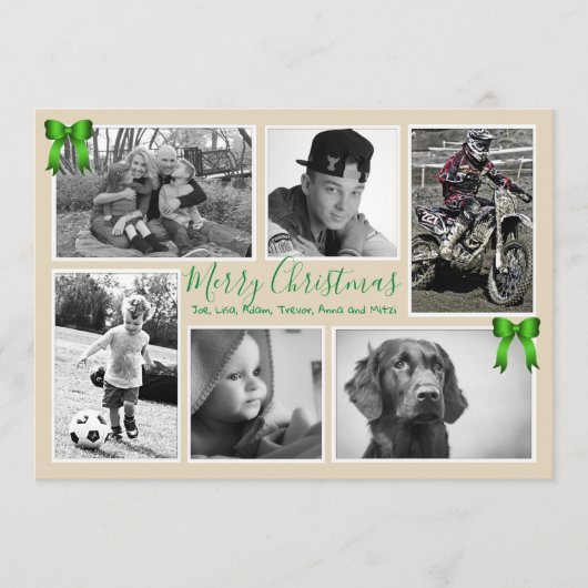 Big Family Weihnachten Foto Collage Beige Karten (Vorderseite)