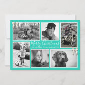 Big Family Weihnachts-Collage Türkis Feiertagskarte (Vorderseite)