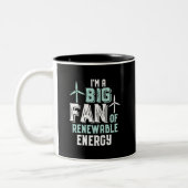 Big Fan of Renewable Energy Funny Wind Power Puns Zweifarbige Tasse (Links)