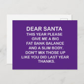 Big Fat Bank Account,funny Christmas Postkarte (Vorne/Hinten)