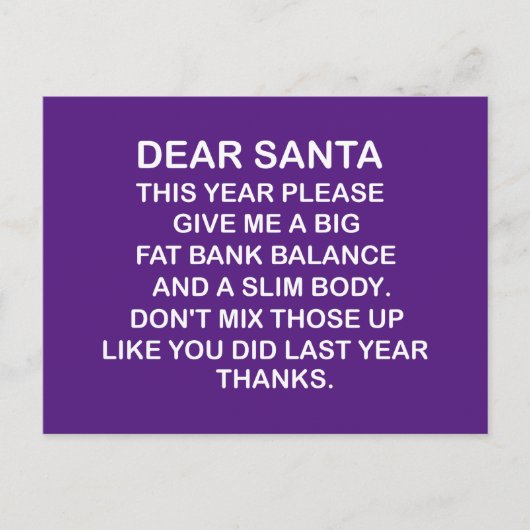 Big Fat Bank Account,funny Christmas Postkarte (Vorderseite)