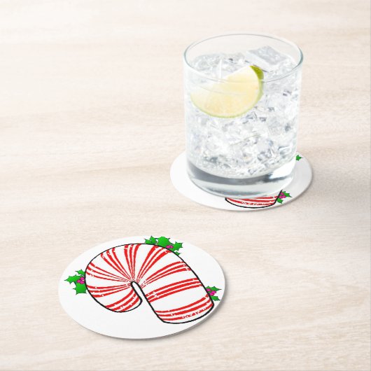 Big Fat Candy Cane Runder Pappuntersetzer (Vor Ort)