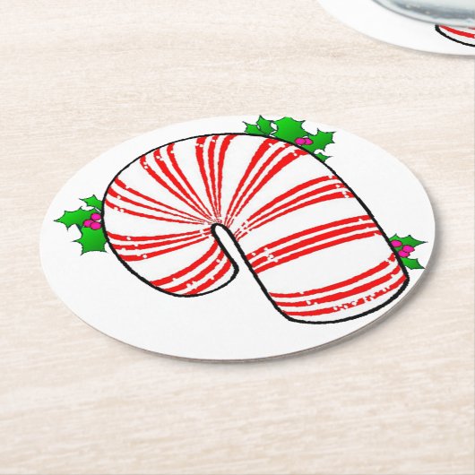 Big Fat Candy Cane Runder Pappuntersetzer (Angewinkelt)