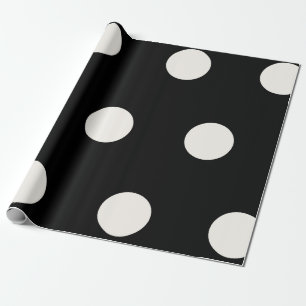 Big Fat Elfenbein Polka Dots Muster auf schwarzer  Geschenkpapier