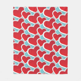 Big Fat Red Hearts in einem sich wiederholenden Mu Fleecedecke