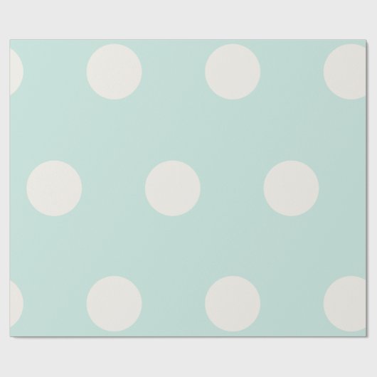 Big Fat Vanilla Polka Dots Muster auf Mint Hochzei Geschenkpapier (Flach)